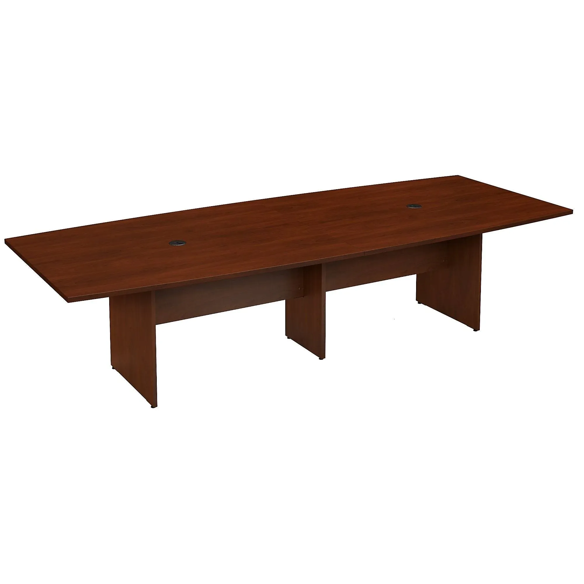 Bush Business Furniture 120W x 48D Boat Shaped Conference Table with Wood Base - Hansen Cherry