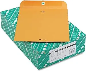 Quality Park 10 x 12 Clasp Envelopes with Clasp Closure and Gummed Seal, Great for Filing, Storing or Mailing Documents, 28 lb Brown Kraft, 100 per Box (QUA37895)