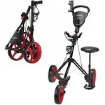 Caddymatic Golf X-Treme 3 Wheel Push/Pull Golf Cart with Seat Black/Red