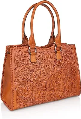 Mauzari Tooled Leather Shoulder Bag Tote for Women