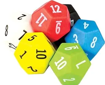 12 Sided Dice 6 Pack (Pack of 6)