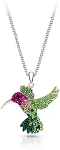 Bling Bijoux Colorful Flying Hummingbird Crystal Pendant Necklace Never Rust 925 ...