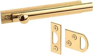 Prime-Line U 9961 4-In. Surface Bolt, Solid Brass, Polished Brass Finish (Single Pack)