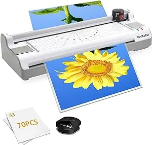 Laminator Machine 11x17 with 70 Letter Size Laminating Sheets for A3A4A6 13inch Wide Thermal HotCold Lamination Laminated 3