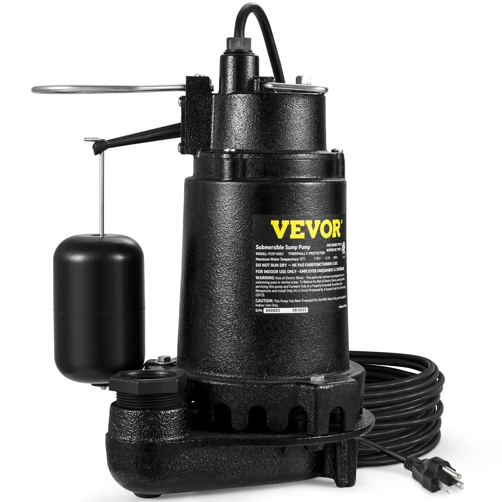 VEVOR Submersible Sump Pump Water Pump 1/2HP 3960GPH Cast Iron w/ Float Basement  | eBay