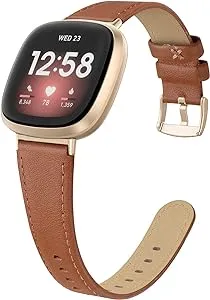 EDIMENS Leather Bands Compatible for Fitbit Versa 3 / Fitbit Sense for Women Men ...