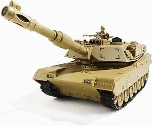 1:28 RC US Mia2 Army Tank,Remote Control Military Vehicles with Rotating Turret and Sound,9 Channels, Army Toys for Kids Boys,Best Age 6 7 8 9 10 11