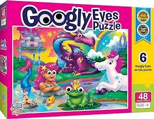 Masterpieces Funny Puzzle - Googly Eyes 48 Piece Jigsaw Puzzle for Kids - Fantasy Friends - 19"x14"