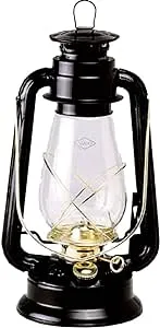 V&O 210-21000 Pathfinder Brass Trim Oil Lantern, Black