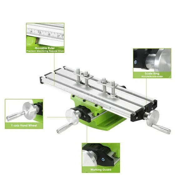 Mini Milling Machine Work Table Vise Portable Compound Bench X-Y 2 Axis Adjustive Cross Slide Table , for Bench Drill Press 12.2inches-3.54" (310mm 90mm)