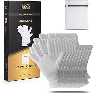 10 Pairs Cotton Gloves For Dry Hands, Moisturizing Gloves Overnight, Eczema Treatment, Skin Spa Therapy, Cosmetic Jewelry Inspection