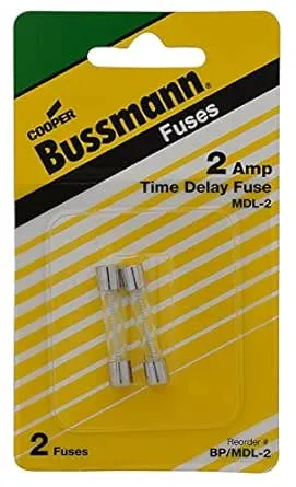 Bussman BP/MDL-2 2 Amp Glass Tube Time Delay Fuse 2 Count