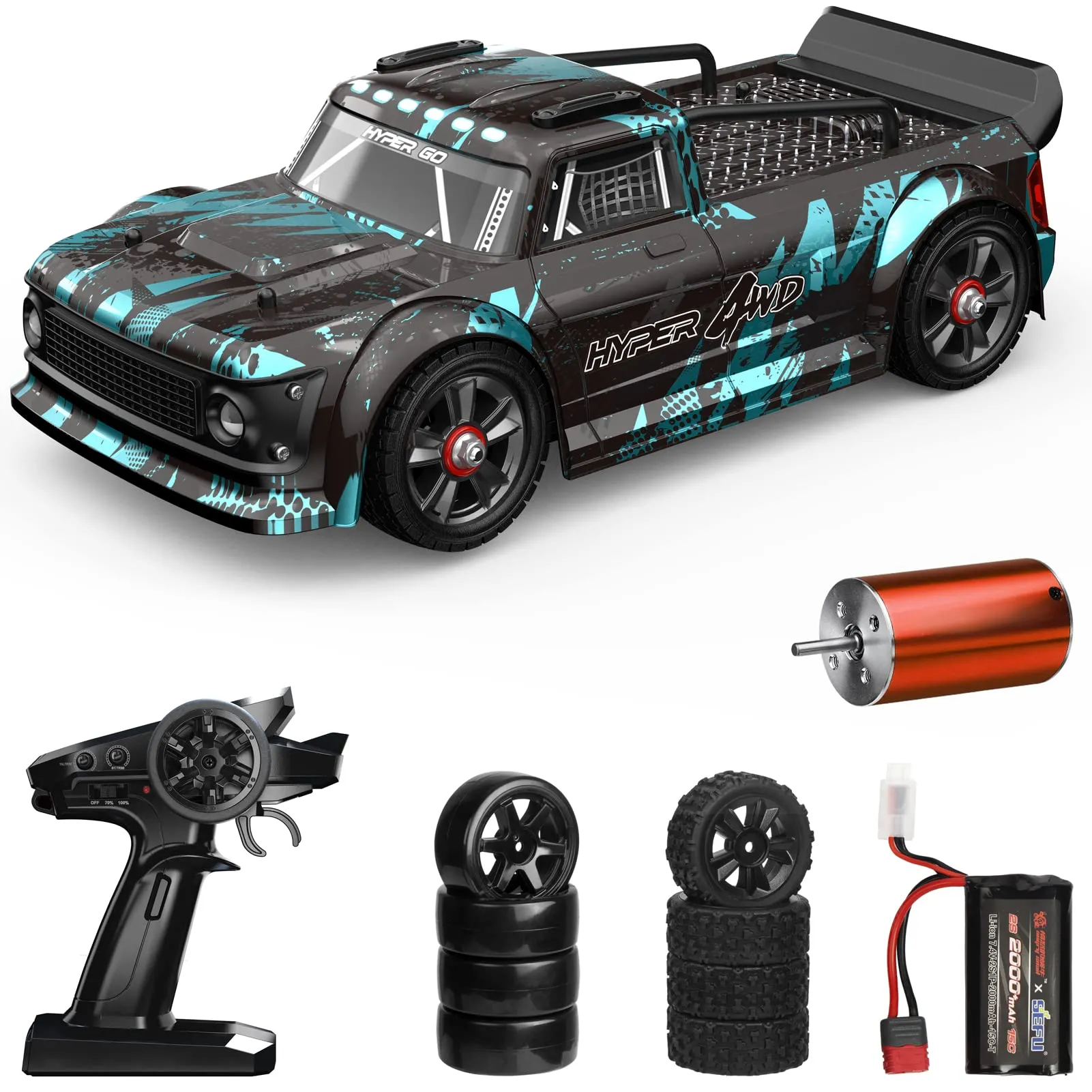 TesPower MJX Hyper Go 14301 Brushless RC Car, 1/14 2.4G 4WD Off-Road Racing Drift Remote Control Car, 42km/h High Speed Electric Hobby Toy Truck