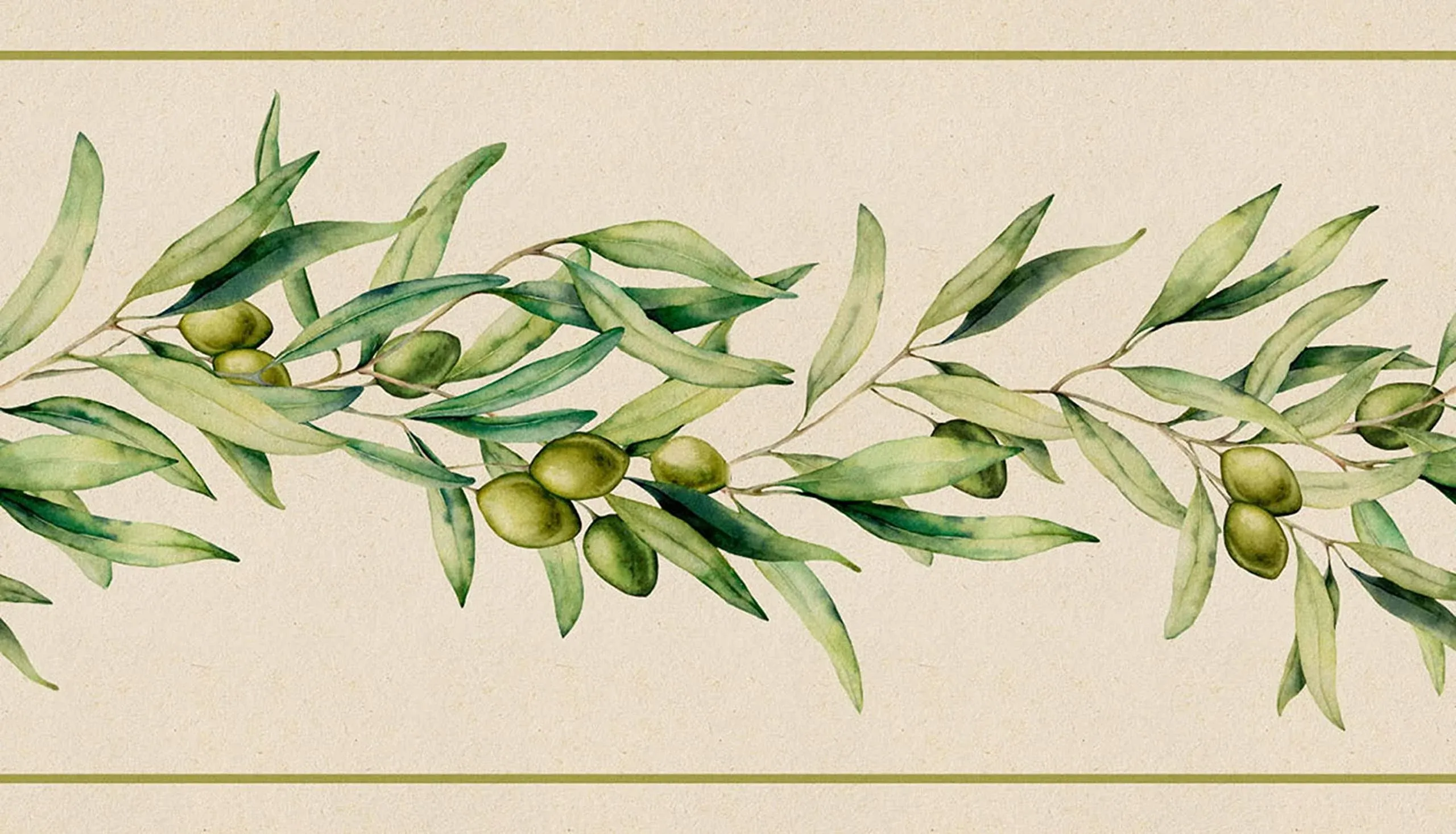 GB50140 Olive Branch Peel and Stick Wallpaper Border 10in Height x 15ft Long - Farmhouse - Wall Decals - by The Savvy Decorator LLC | Houzz