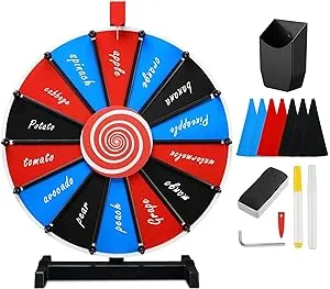 WinSpin 18 Inch Prize Wheel DIY Insertable Tabletop Spinning Wheel, 14 Slots Fortune Design Carnival Spin Game, DIY Series