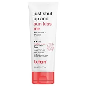 b.tan Medium Gradual Self Tanning Lotion | Just Shut Up and Sun Kiss Me Everyday Glow Lotion - Develop a Bronzed Glow, Infused With Marula + Argan Oil, Vegan, Cruelty & Paraben Free, 236ml