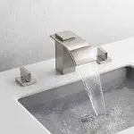 Waterfall Widespread Bathroom Faucet Brushed Nickel, 3 Hole 8 inch Vanity Faucet Sumerain S1408NW