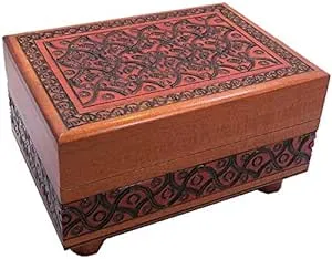 DRACULA Handmade carved Transylvania Wooden Jewelry Box with Secret Lock, Big Box Smart box Hidden safe Puzzle Box Keepsake Box Brain Teaser