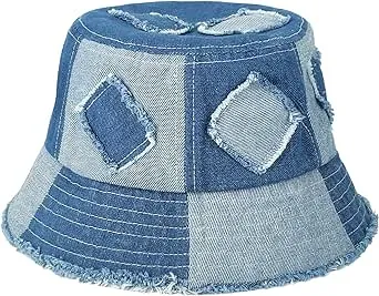 GuanGu Bucket Hat Summer Distressed Demin Bucket Hats Sun Cap Beach Packable Travel Bucket Hat for Women and Man Teens (Demin, Small-Medium)GuanGu Bucket Hat Summer Distressed Demin Bucket Hats Sun Cap Beach Packable Travel Buck…