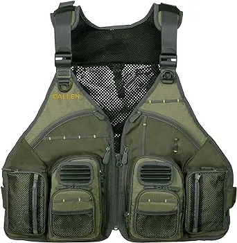 Allen Company, Big Horn Fishing Chest Vest with MOLLE Web Gear Lash, with Hydration Storage Pocket, Fishing Outdoor Gear, Olive, Medium (6346)