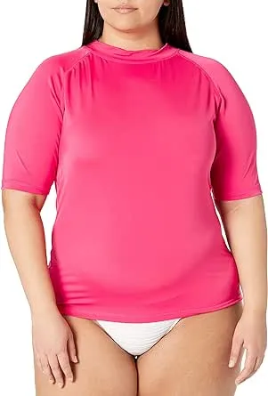 Sociala Plus Size Swimsuit for Women Solid UPF 50+ Rashguard Surfing Swim Shirt Top