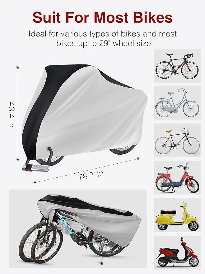 Puroma Bike Cover Outdoor Waterproof Bicycle Covers Rain Sun UV Dust Wind Proof with Lock Hole for Mountain Road Electric Bike