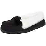 Jessica Simpson Womens Micro Suede Moccasin Indoor Outdoor Slipper Shoe,Black,Large