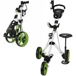 Caddymatic Golf X-TREME 3 Wheel Push/Pull Golf Cart with Seat White/Green