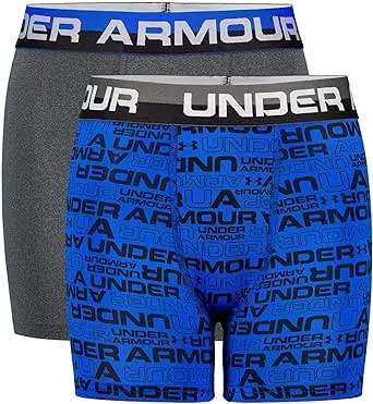 Under Armour Boys' Owrdmark Boxer Briefs – 2 Pack, XL, Ultra Blue