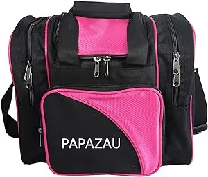 PAPAZAU Bowling Bag for Single Ball - Tote Large, Black/Pink 