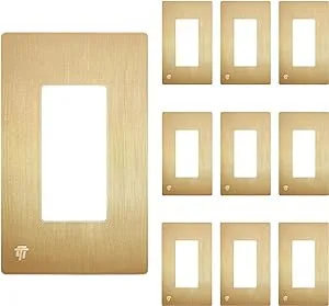 Enerlites Gold Screwless Decorator Wall Plate, Child Safe Outlet Cover, Elite Series, Size 1-Gang, Unbreakable Polycarbonate Thermoplastic, Si8831-bgd