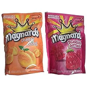 Maynards Swedish Berries 355g &amp; Fuzzy Peach 355g Variety Pack