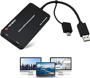 J-Tech Digital USB C to HDMI Adapter 4K 30Hz 1080P 60Hz, Dual Monitor Adapter USB-A or USB-C in, USB Powered, Mirror Extend Rotation Clamshell Modes [JTD-USB-2HDMI]