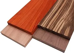 Imported Exotic Hardwood Variety Pack - Zebrawood, Walnut, Padauk, Okoume - 3/4" x 6" (4 Pcs) (3/4" x 6" x 24")