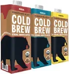 Wandering Bear Extra Strong Organic Cold Brew Coffee, Variety Pack, 32 fl oz, 3 pack - Vanilla, Caramel, & Mocha - Ready to Drink Iced Coffee, Cold Brewed Coffee, Cold Coffee