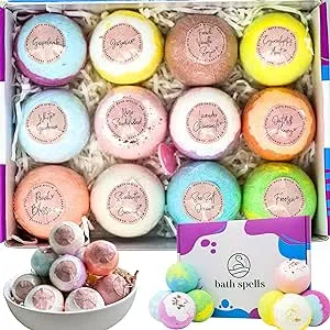 Bath Spells Luxury Bath Bomb Set, Organic Bath Bombs for Women Relaxing, Moisturizing Shea Butter & Pure Essential Oils Bubble Bath, Bathbombs for Men, Gifts for Her