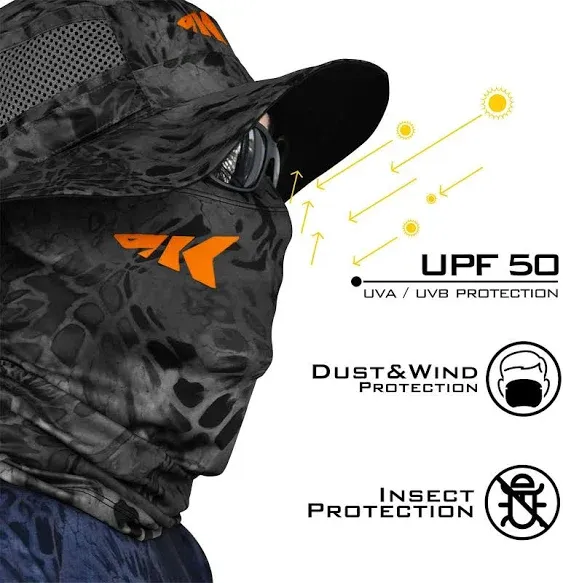 KastKing Sol Armis Neck Gaiter - UPF 50 Face Mask - UV Sun Protection Mask for Men & Women, Fishing, Hiking, Kayaking , Prym1 CA, Camo