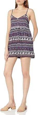 Angie Women's Navy Elephant Romper with Pom Trim