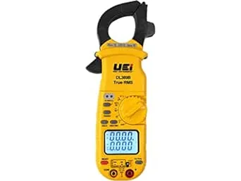 UEi DL389B Digital True RMS Clamp Meter, HVAC 4000 Counts Auto Ranging Voltmeter, Measures AC & DC Volts AC Amps AC/DC Microamps Temperature Frequency Resistance Capacitance Duty Cycle NCV Diode Test