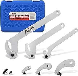 ABN Adjustable Hook & Pin Wrench Spanner Tool Kit 8pc Set – Bicycle, Bike, Motorcycle Suspension Collar, Nut Adjustment