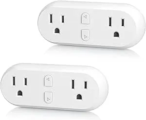 Hbn Smart Plug 15A WiFi Outlet Extender Dual Socket Plugs Works with Alexa