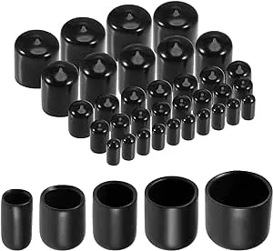 50pcs Round Rubber End Caps 1/4&#034; 3/8&#034; 15/32&#034; 3/4&#034; 7/8&#034; Black Vinyl Cover