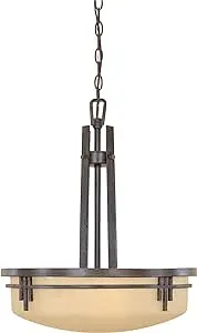 Designers Fountain 82131-WM Mission Ridge Collection 3-Light Pendant, Warm Mahogany Finish with Navajo Dust Glass