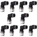 10 Pack Push to Connect Air Fittings 90 Degree Pneumatic Tube Fitting Male Elbow 1/4" Tube OD x 1/8" NPT Thread