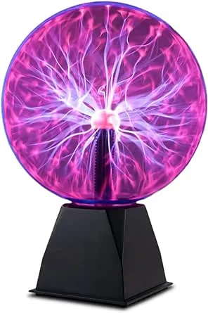 Tradeopia 8 Inch Purple Plasma Ball, Touch and Sound Sensitive, Plasma Globe, Novelty Lamp, Electric Plasma Ball, Magic Plasma Lamp, Lightning Plasma Ball, Plasma Ball for Home, Office, Bedroom, Party