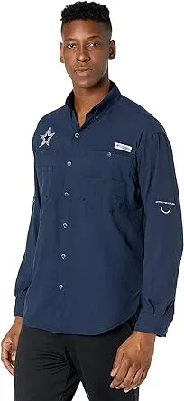 Columbia Men's Dallas Cowboys Tamiami II Long Sleeve Button Up Shirt - Navy