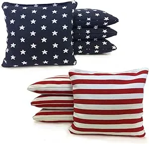 Stars and Stripes Red White and Blue resin filled All-Weather cornhole bags set of 8