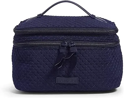 Vera Bradley Women's Microfiber Brush Up Cosmetic Makeup Organizer Case, Classic Navy, One Size