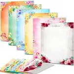 Anzon Mories 72 Pieces Cute Stationary Writing Paper and Envelope Set (2 Sides Colored, 1 Side Lined) 48 Sheets, 24 Pcs Envelopes, Flower Letter Stationery Floral Decoration (Inches, 5.5 x 7.5)