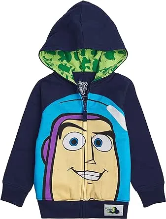 Toy Story Disney Big Face Zip-Up Hoodies -Buzz Lightyear, Woody - Boys Buzz Navy, 5/6